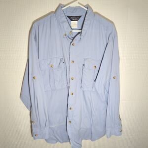 Early Winters L Nylon Shirt Blue Utility Outdoor Button Up Hong Kong Vintage